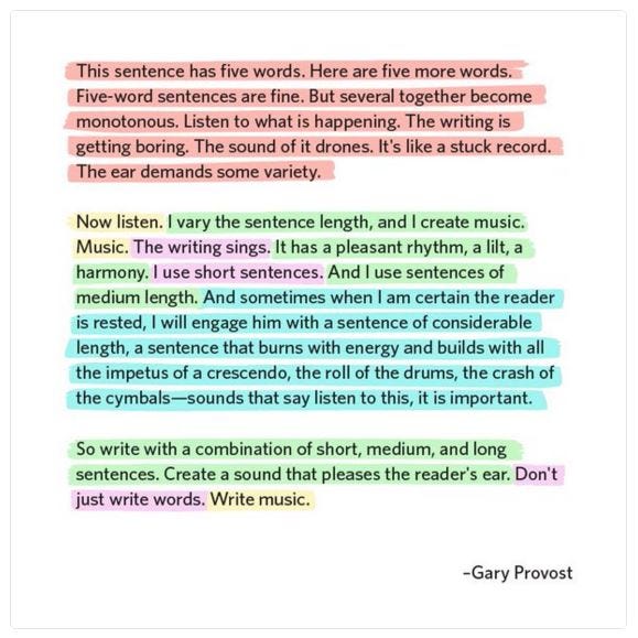 gary provost quote from 1000 ways to improve your writing comparing writing to making music
