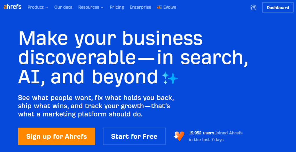 best freelance writer tools: ahrefs homepage