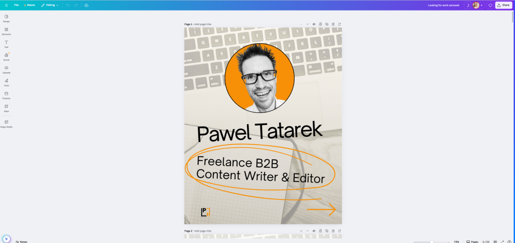 best freelance writer tools: example of a visual I created with canva for my linkedin post