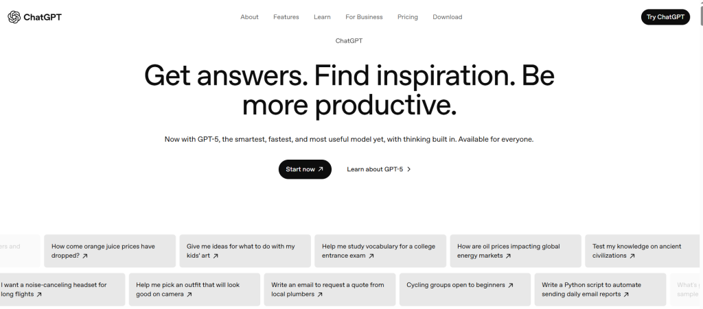ChatGPT homepage