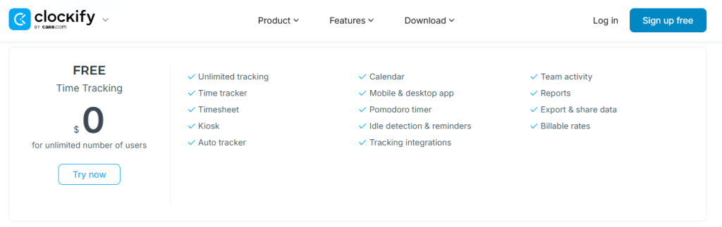 best freelance writer tools: clockify pricing