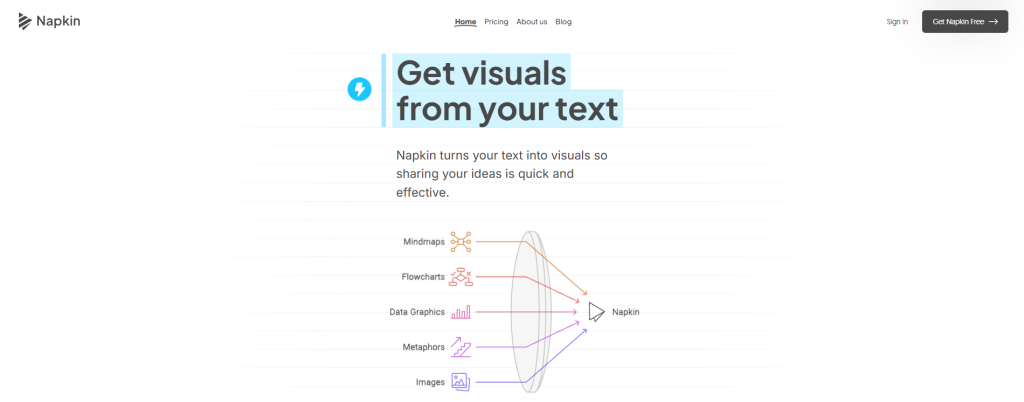best freelance writer tools: napkin ai homepage