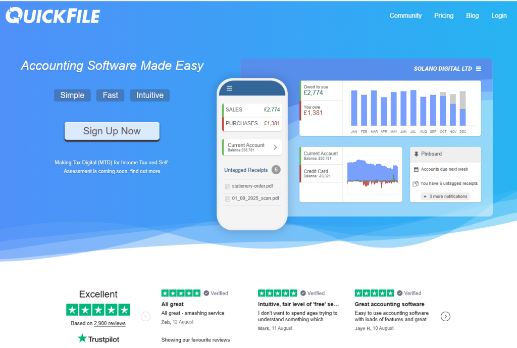 best freelance writer tools: quickfile homepage