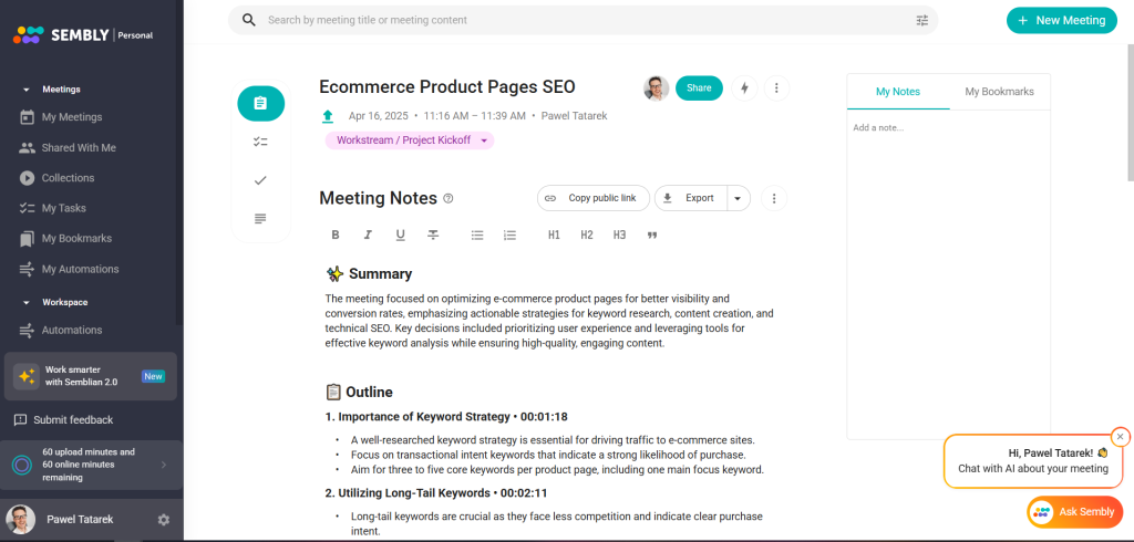 best freelance writer tools: sembley ai dashboard