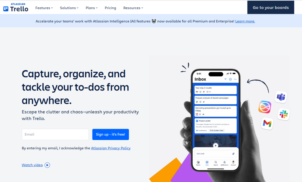 best freelance writer tools: trello homepage