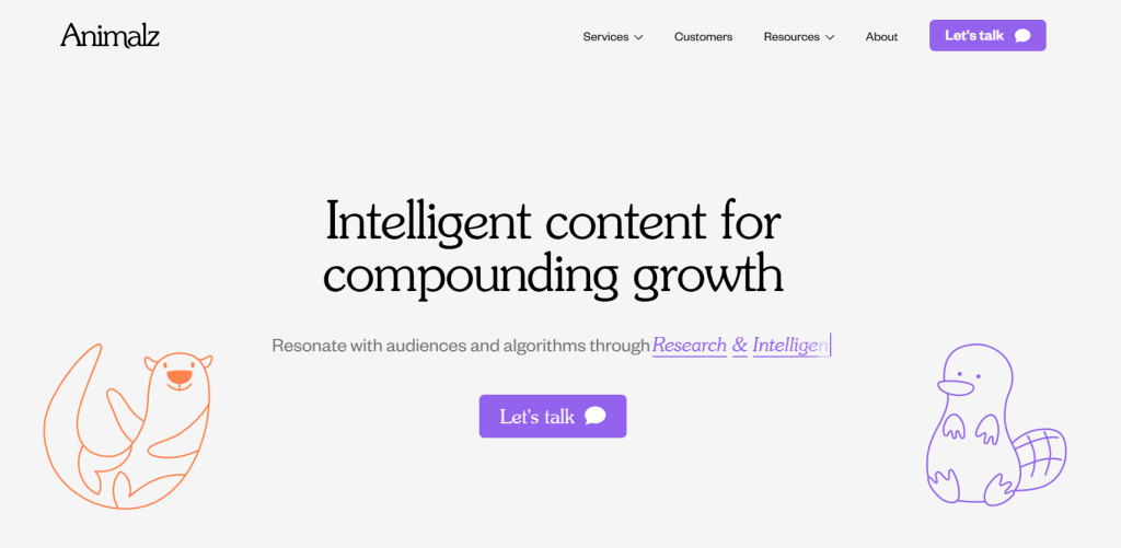 Best B2B SaaS Content Marketing Agencies website screenshot: Animalz 