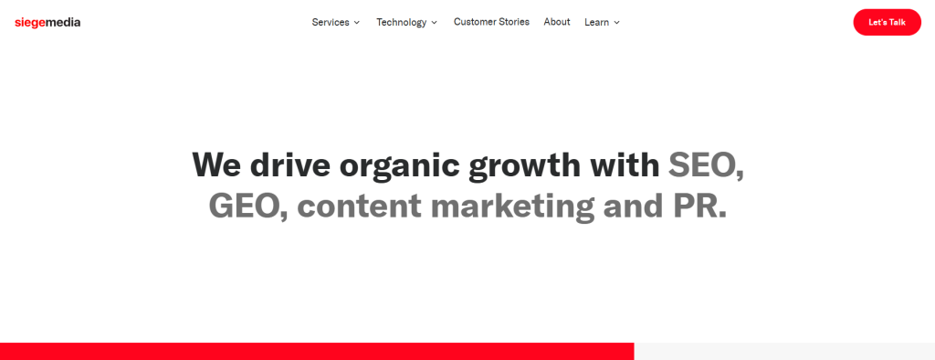 Best B2B SaaS Content Marketing Agencies website screenshot: Siege Media