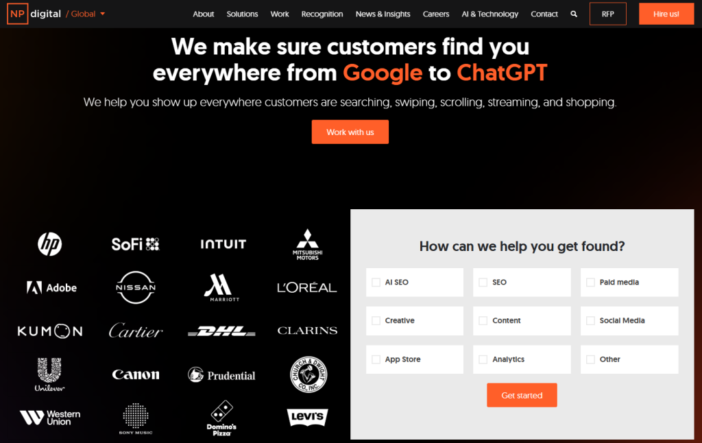 Best B2B SaaS Content Marketing Agencies website screenshot: Np Digital