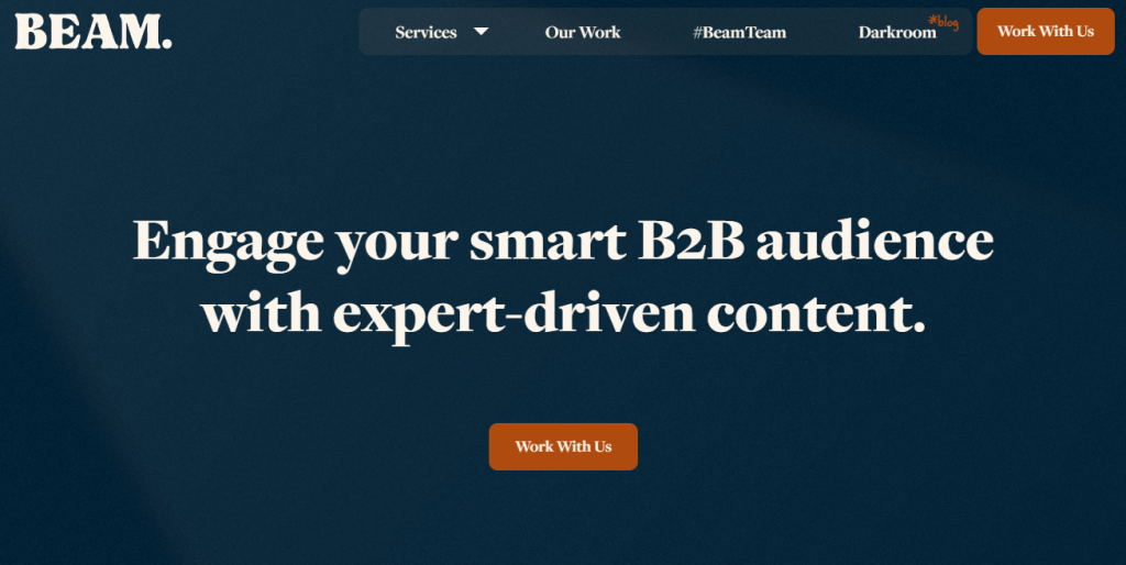 Best B2B SaaS Content Marketing Agencies website screenshot: Beam Content