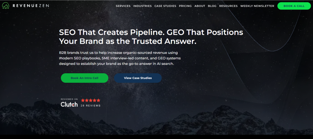 Best B2B SaaS Content Marketing Agencies website screenshot: RevenueZen