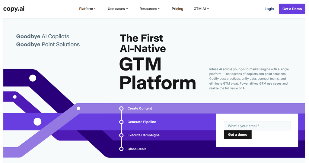 screenshot of copy.ai homepage